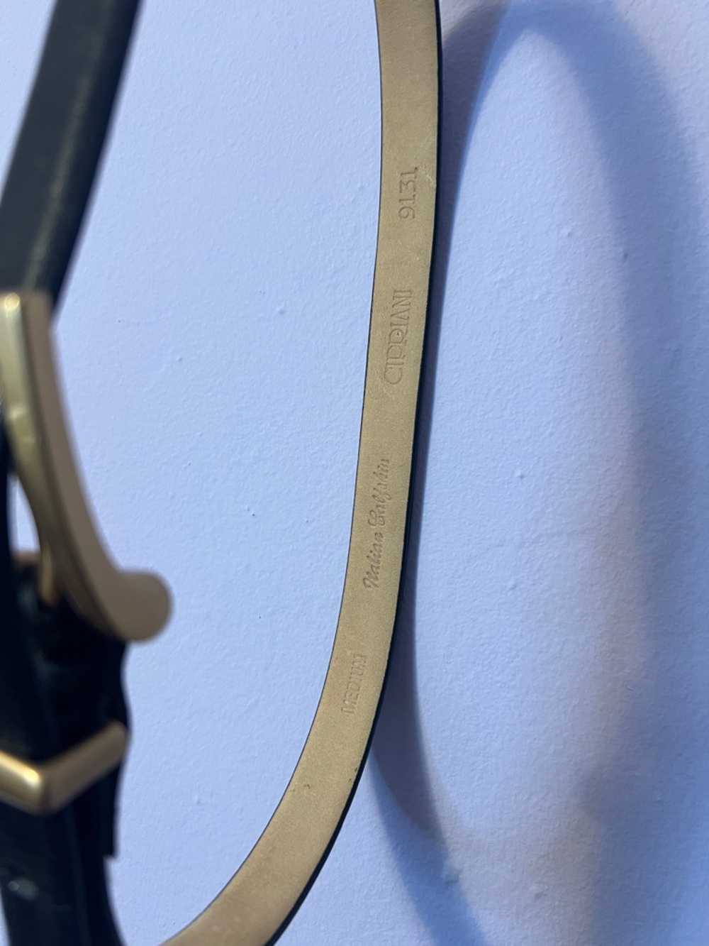 CIPRIANI Italian Calfskin Belt with Gold Buckle - Picture 2 of 4